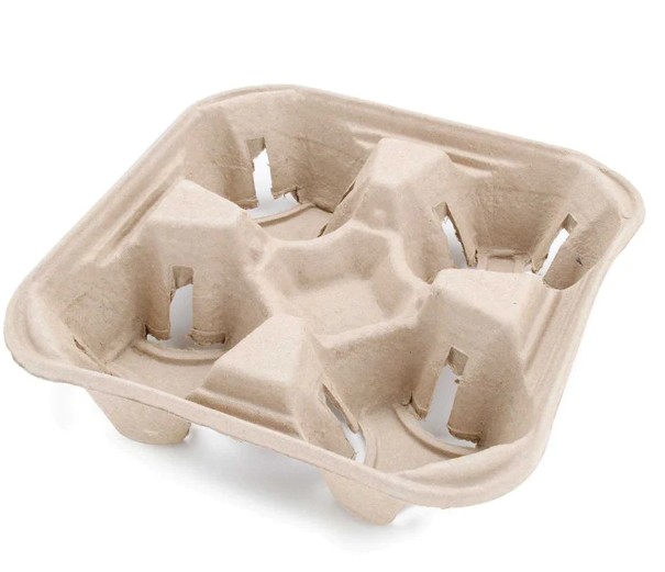 Kraft Paper 4 Cup Tray